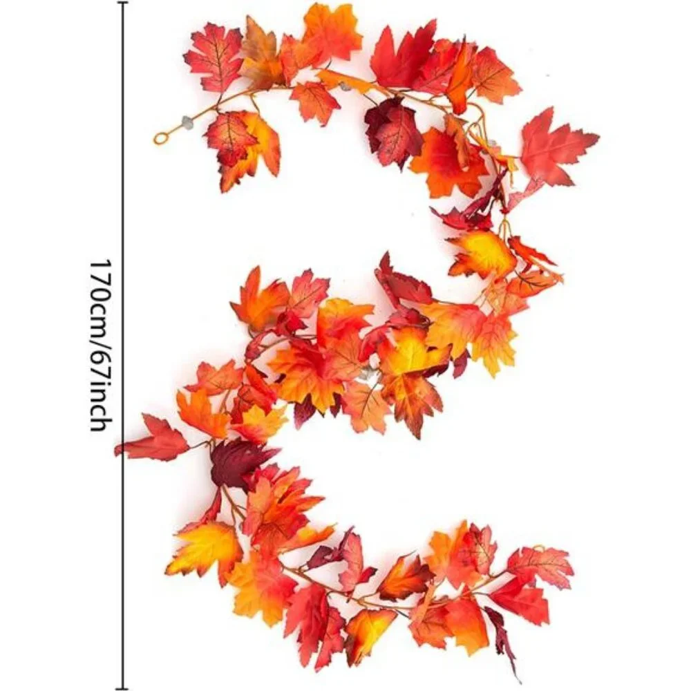 6PCS Artificial Maple Leaf Garland - 5.6Ft Autumn Red Fall Decor